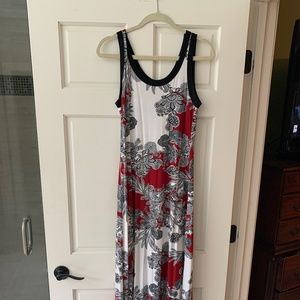 Karen Kane knit maxi dress size S, red, black, and white
